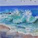 Gemälde Vague côte d'opale von Lallemand Yves | Gemälde Figurativ Landschaften Marine Acryl
