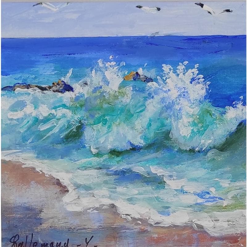 Painting Vague côte d'opale by Lallemand Yves | Painting Figurative Acrylic Landscapes, Marine