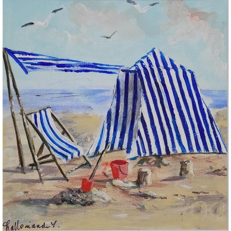 Painting Cabine de plage by Lallemand Yves | Painting Figurative Acrylic Marine, Pop icons