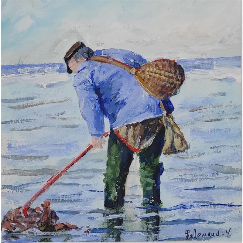 Painting Pêcheur à pied côte d'opale by Lallemand Yves | Painting Figurative Acrylic Life style, Marine, Pop icons
