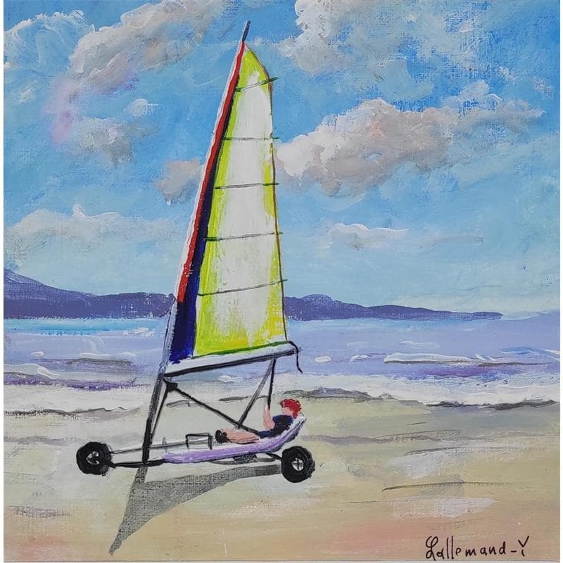 Painting Char à voile côte d'opale by Lallemand Yves | Painting Figurative Acrylic Life style, Marine, Pop icons