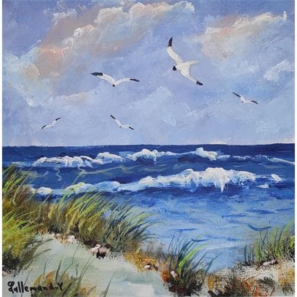 Painting Dune et mouettes by Lallemand Yves | Painting Figurative Acrylic Marine