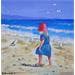 Peinture Petite fille et mouettes par Lallemand Yves | Tableau Figuratif Marine Scènes de vie Acrylique