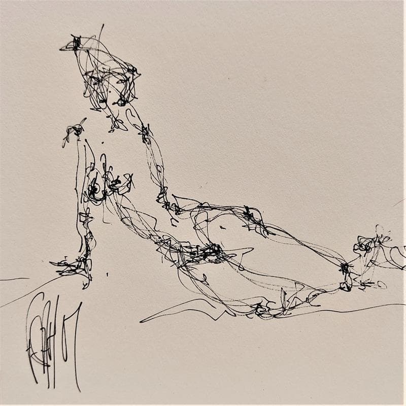 Painting Clémence by Sahuc François | Painting Figurative Nude Black & White Acrylic