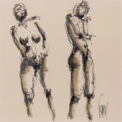 Painting Madie by Sahuc François | Painting Figurative Mixed Black & White, Nude, Pop icons