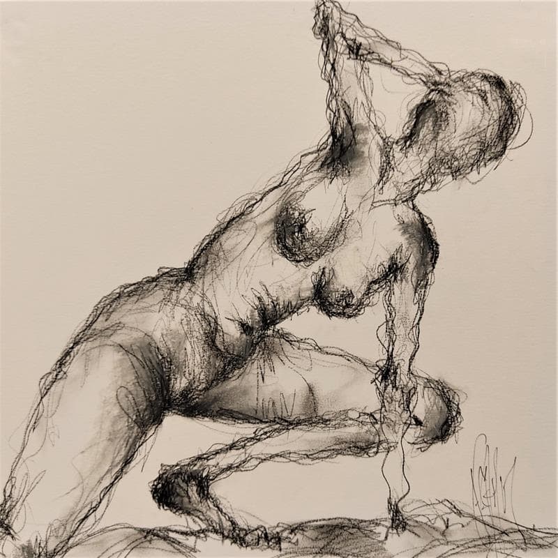 Painting Emilie by Sahuc François | Painting Figurative Mixed Nude Black & White