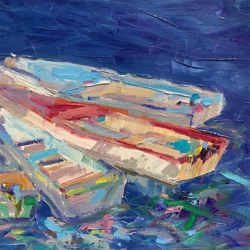 Painting Meet you at the dock by Carrillo Cindy  | Painting Figurative Marine Oil