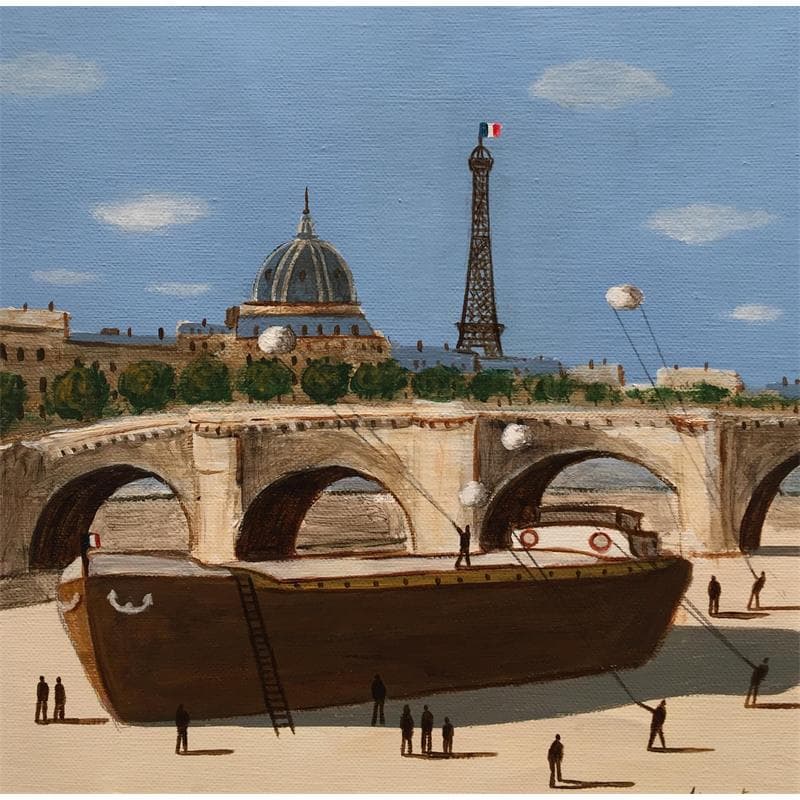 Painting Péniche by Lionnet Pascal | Painting Surrealism Urban Acrylic