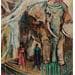 Gemälde MON ELEPHANT von Machi | Gemälde Figurativ Alltagsszenen Tiere Öl Acryl