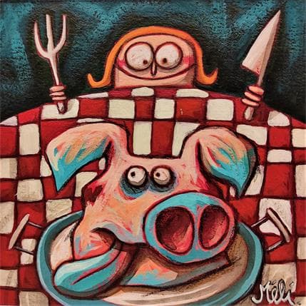 Painting Carnivore girl by Catoni Melina | Painting Naive art Acrylic Animals, Life style