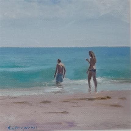Painting Plage 1 by Castignani Sergi | Painting Figurative Oil Life style