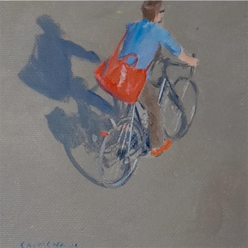 Painting Cycliste 1 by Castignani Sergi | Painting Figurative Life style Oil