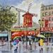 Peinture Le moulin rouge par Lallemand Yves | Tableau Figuratif Acrylique Vues urbaines scènes de vie