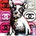Peinture Mon bouledogue aime Chanel par Cornée Patrick | Tableau Pop Art Mixte icones Pop