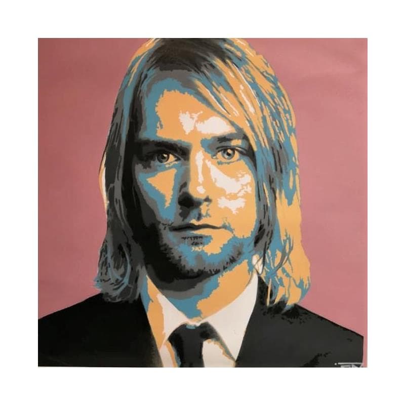 Painting Kurt Cobain by G. Carta | Painting Pop art Mixed Portrait