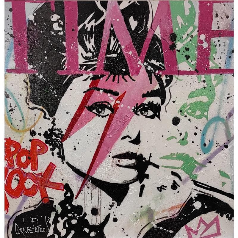 Painting Audrey Hepburn Time Pinkversion by Cornée Patrick | Painting Pop-art Acrylic Pop icons, Portrait