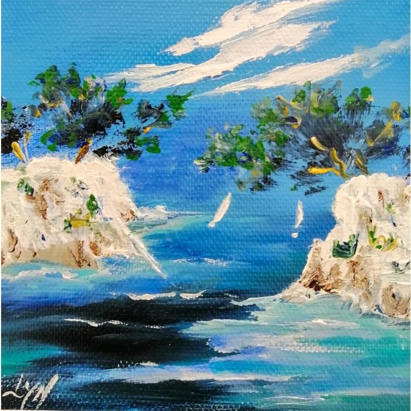Painting petite calanque by Lyn | Painting Figurative Oil Landscapes