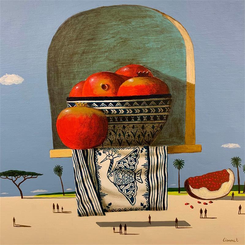 Painting Tissu à l'oiseau by Lionnet Pascal | Painting Surrealism Acrylic still-life