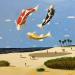 Painting Carpes dans le ciel by Lionnet Pascal | Painting Surrealism Landscapes Animals Acrylic