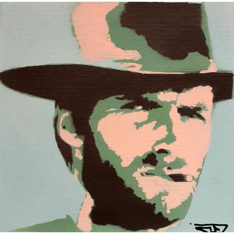 Painting Clint Eastwood by G. Carta | Painting Pop-art Pop icons Graffiti Acrylic