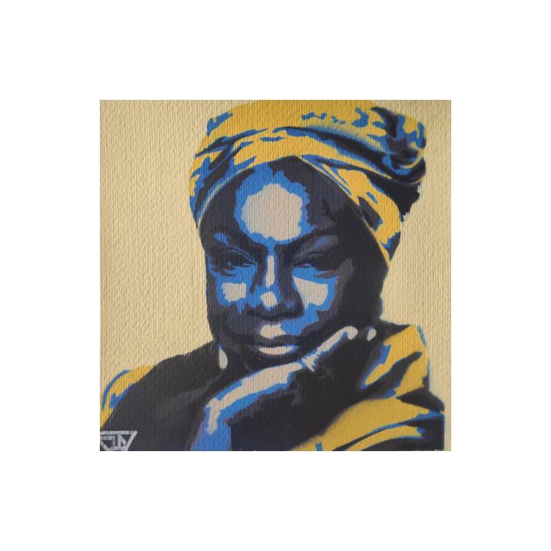 Gemälde Nina Simone von G. Carta | Gemälde Pop-Art Porträt Graffiti Acryl