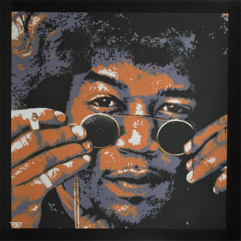 Painting Jimmy Hendrix by G. Carta | Painting Pop art Mixed Portrait