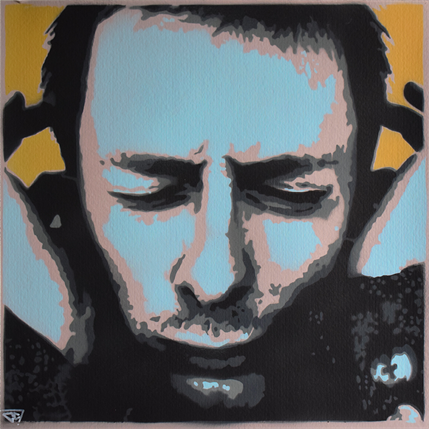 Painting Thom Yorke by G. Carta | Painting Pop-art Acrylic, Graffiti Portrait