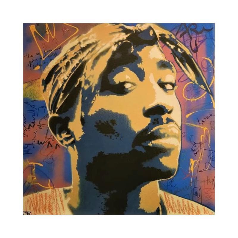Peinture Tupac par G. Carta | Tableau Pop Art Mixte Portraits