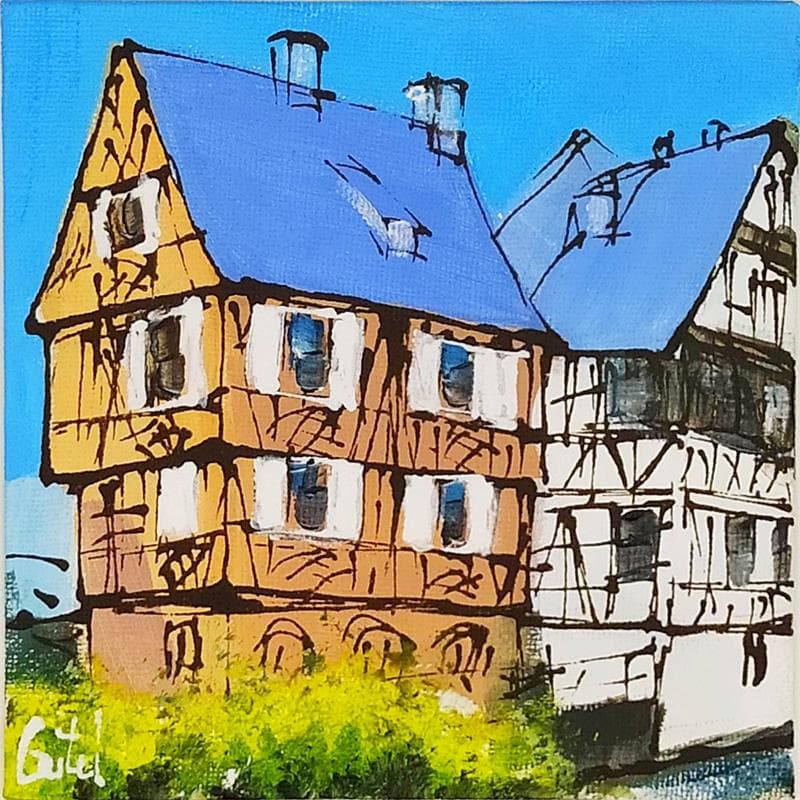 Peinture Strasbourg, Petite France n° 107 par Castel Michel | Tableau Figuratif Acrylique Paysages