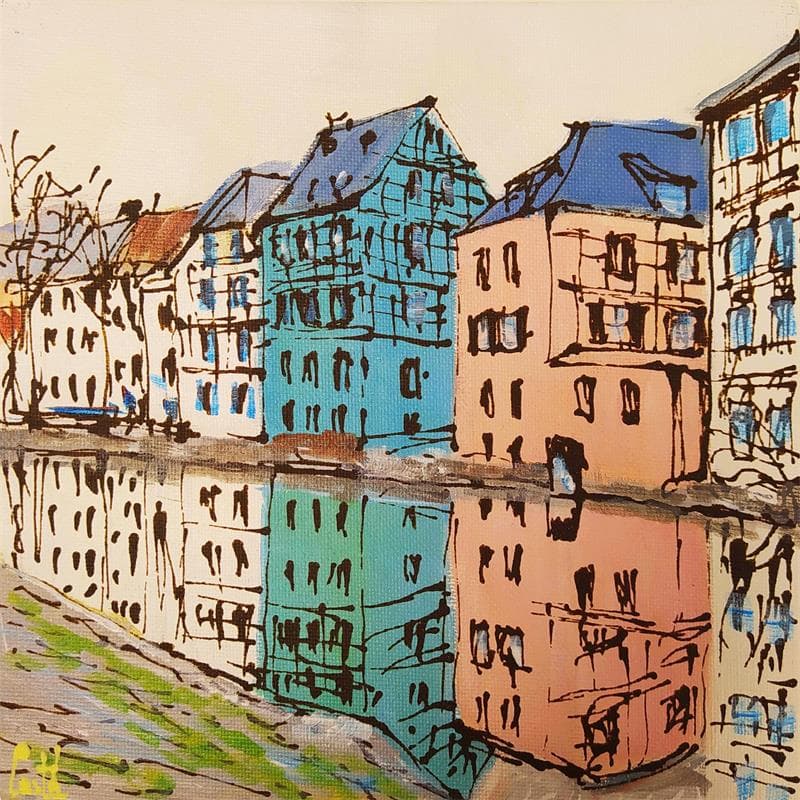Peinture Strasbourg, Petite France n°103 par Castel Michel | Tableau Figuratif Paysages Acrylique