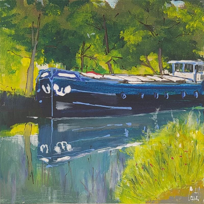 Painting Sur le Canal du Rhône au Rhin, 10 by Castel Michel | Painting Figurative Landscapes