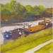 Peinture Sur le Canal du Rhône au Rhin, 74 par Castel Michel | Tableau Figuratif Mixte Paysages
