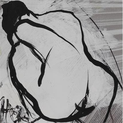 Painting Dimanche 1 by Chaperon Martine | Painting Figurative Acrylic, Mixed Black & White, Nude