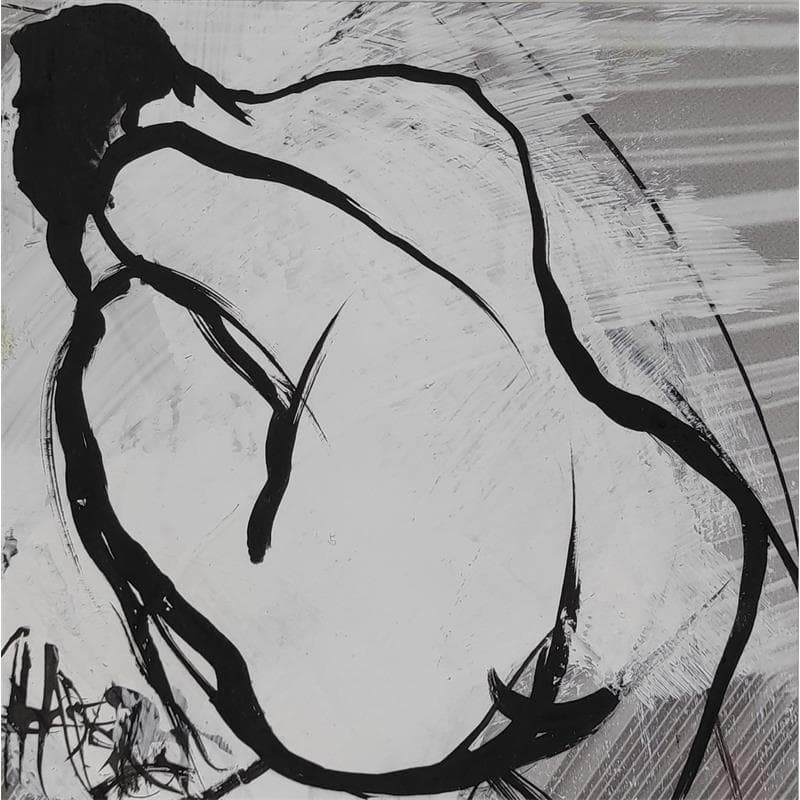 Painting Dimanche 1 by Chaperon Martine | Painting Figurative Acrylic Black & White, Nude