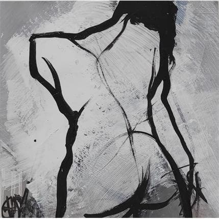 Painting Dimanche 2 by Chaperon Martine | Painting Figurative Acrylic, Mixed Black & White, Nude