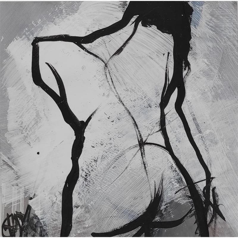 Painting Dimanche 2 by Chaperon Martine | Painting Figurative Acrylic Black & White, Nude