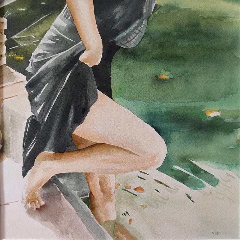 Painting Plage by Rovira Gustems Marta | Painting Figurative Watercolor Life style