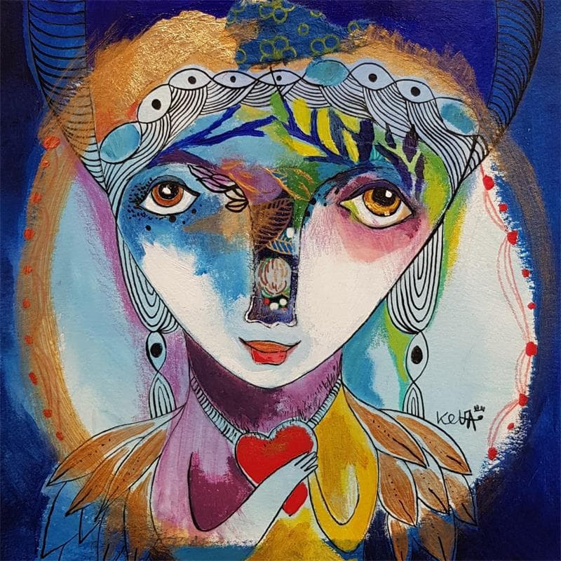 Gemälde Ma bulle bleue von Ketfa Laure | Gemälde Acryl