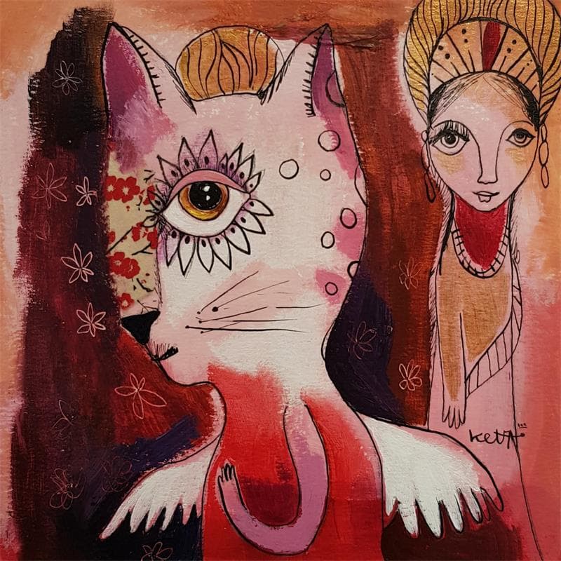 Peinture Le grand miaou par Ketfa Laure | Tableau Acrylique