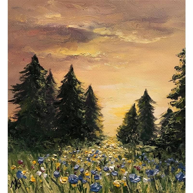 Gemälde Fleurs sauvages von Blandin Magali | Gemälde Figurativ Landschaften Öl