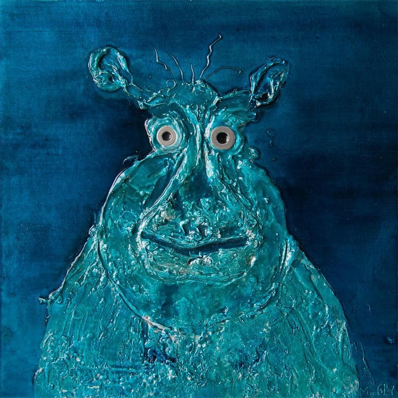 Painting Hippopotamus by Moogly | Painting Raw art Acrylic Animals