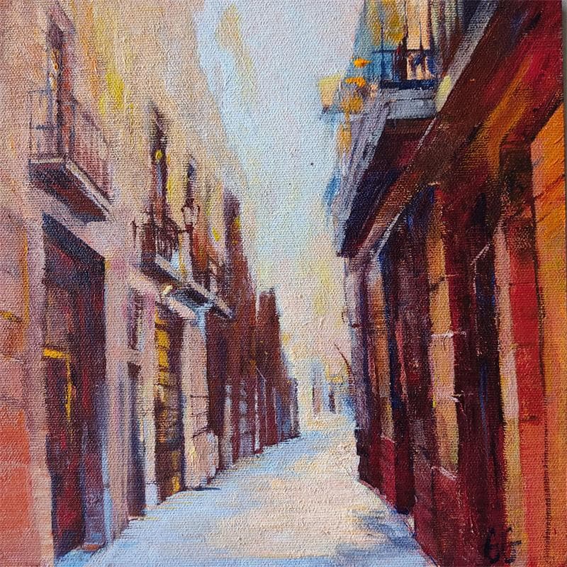 Painting carrer del born by Galileo Gabriela | Painting Figurative Mixed Urban