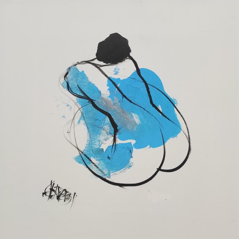 Peinture Pomme bleue par Chaperon Martine | Tableau Figuratif Nu Acrylique