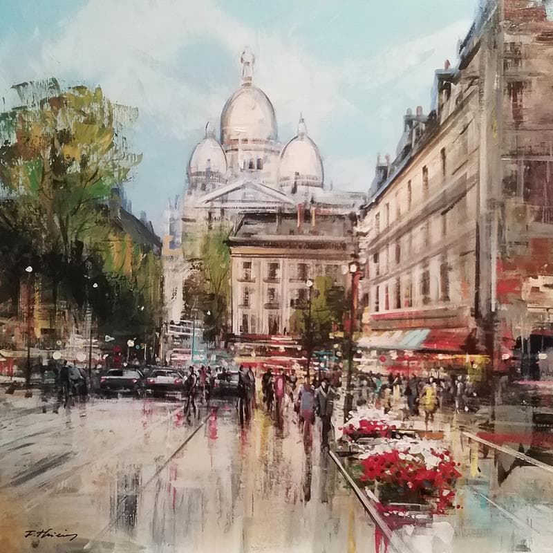 Peinture Balade à Montmartre par Frédéric Thiery | Tableau Figuratif Acrylique Paysages