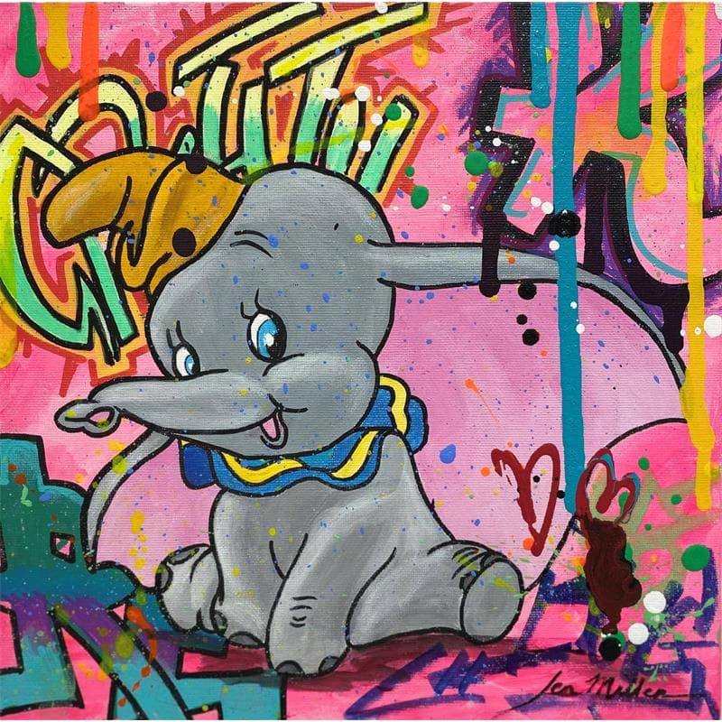 Gemälde Dumbo von Miller Jen  | Gemälde Street art Pop-Ikonen Tiere