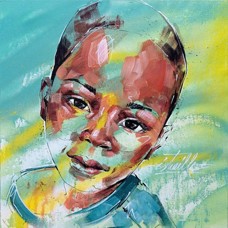 Painting Sekou by Istraille | Painting Figurative Portrait Acrylic