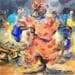 Peinture PLACE DE MARCHE AFRICAIN par Lama Niankoye | Tableau Figuratif Scènes de vie Acrylique