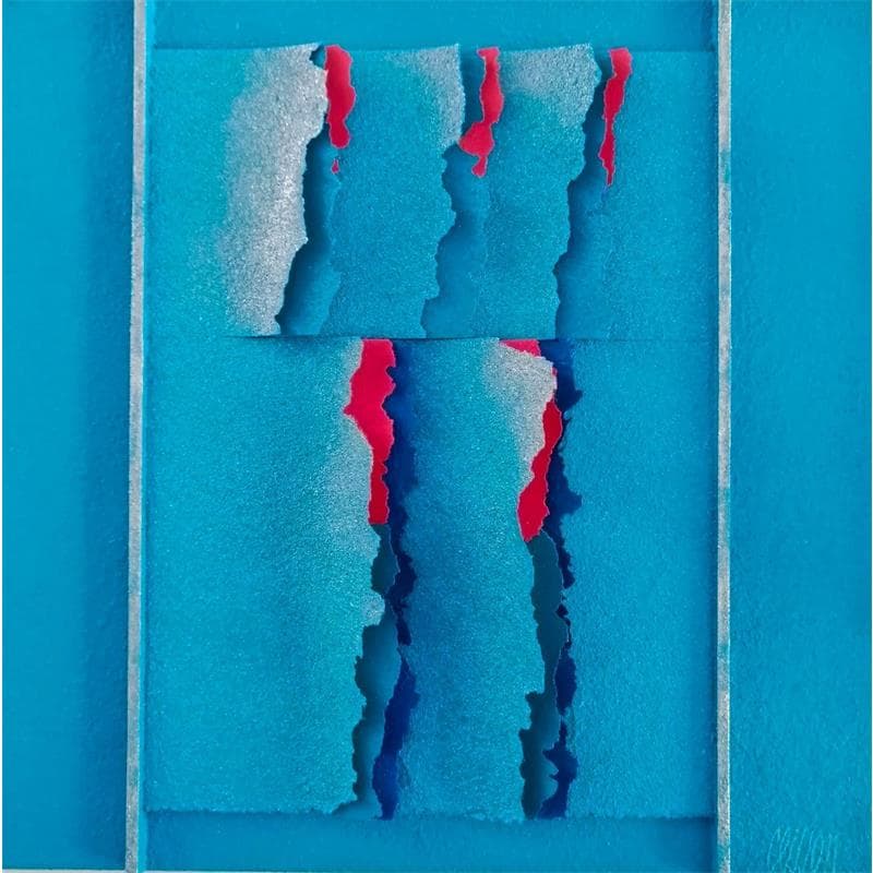 Peinture Le monde est bleu par Clisson Gérard | Tableau Matiérisme Bois