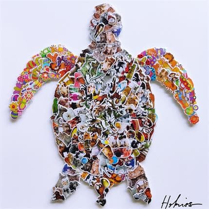 Painting Tortue I by Hokiss | Painting Pop art Mixed