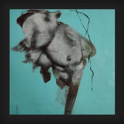 Painting Torse bleu by Bergues Laurent | Painting Figurative Acrylic Minimalist, Nude